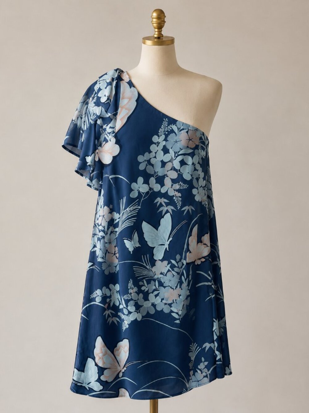 Sexy one shoulder silk gray butterfly dress is 6